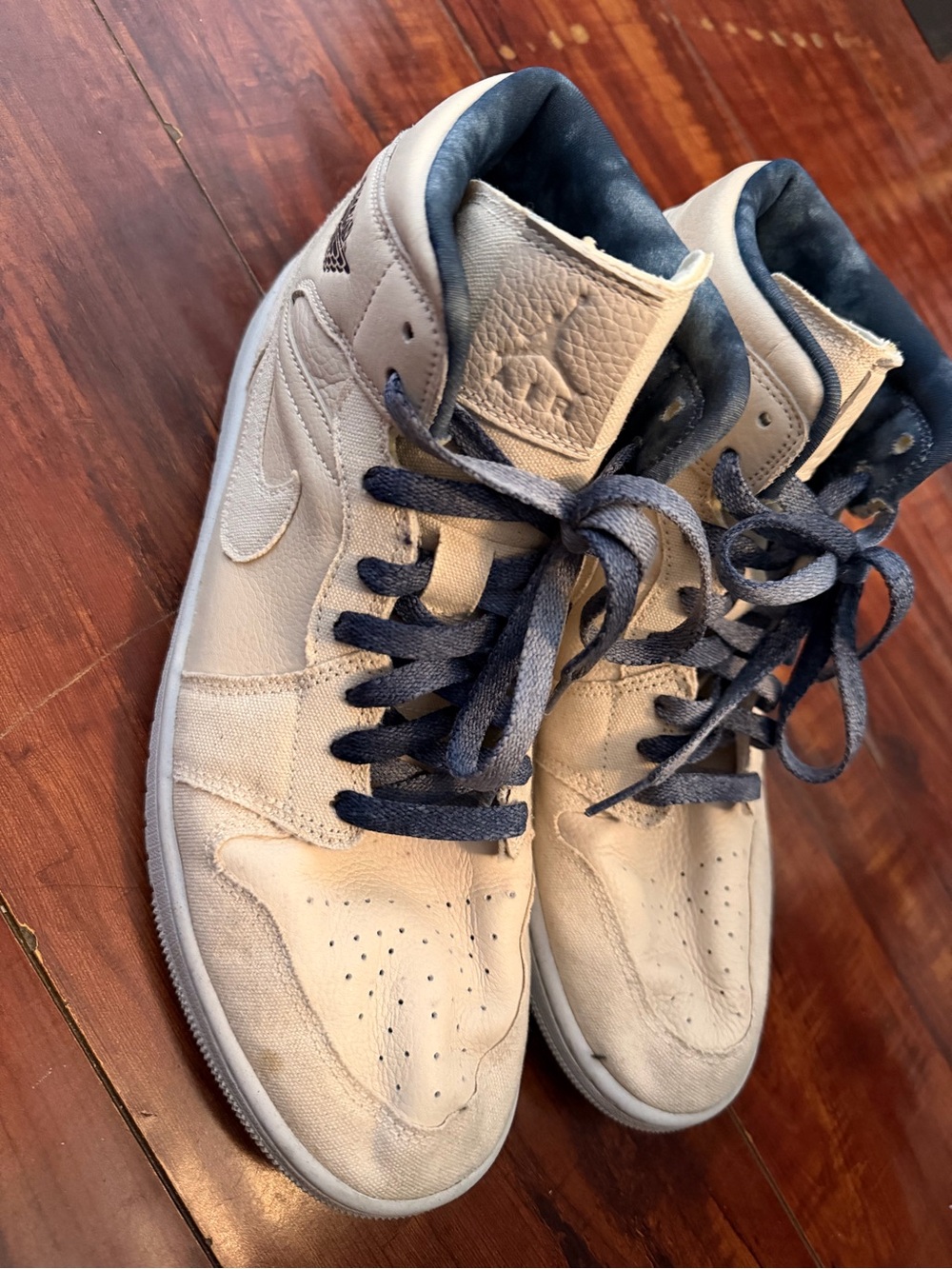 Nike Women’s Light Gray and Navy High-Top Sneakers